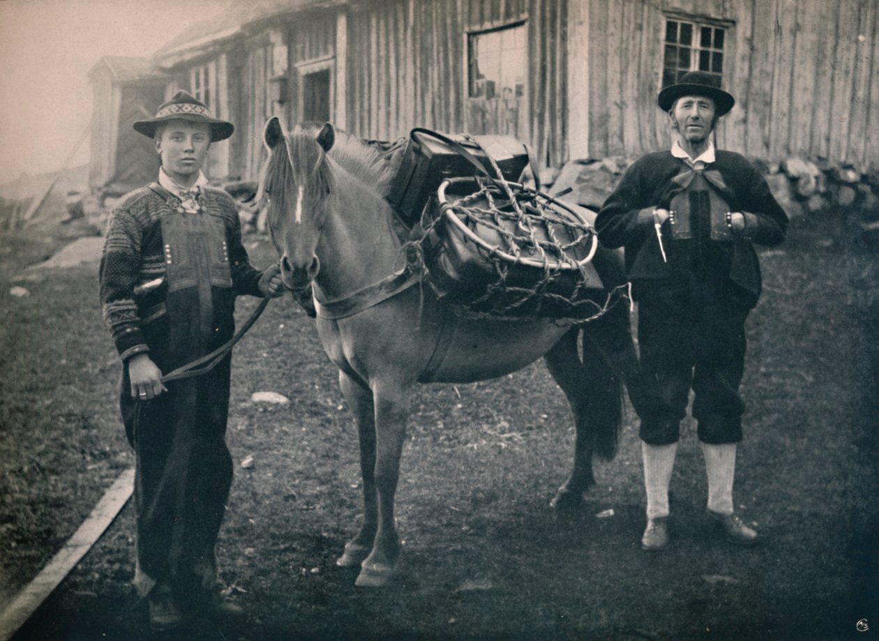 Escoceses de Saetersdalen com cavalo de carga, 1914. de Unbekannt