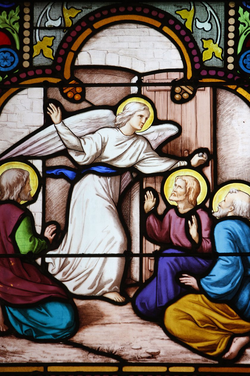 Catedral de Saint-Corentin (Saint Corentin), Quimper Angel Stained glass : aparição a São Pedro, Quimper, França de Unbekannt