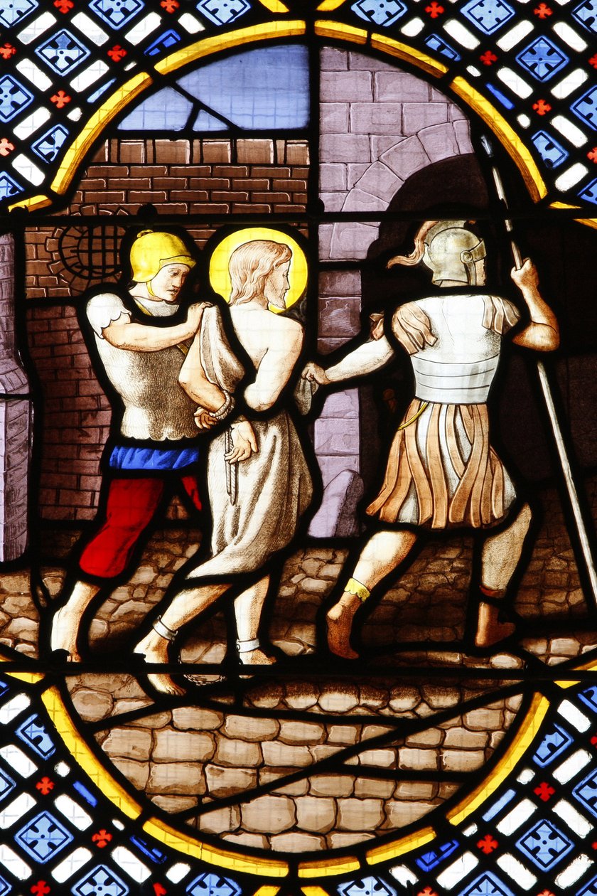 Catedral de Saint-Corentin (Saint Corentin), Quimper Vidro manchado : São João Batista preso, Quimper, França de Unbekannt