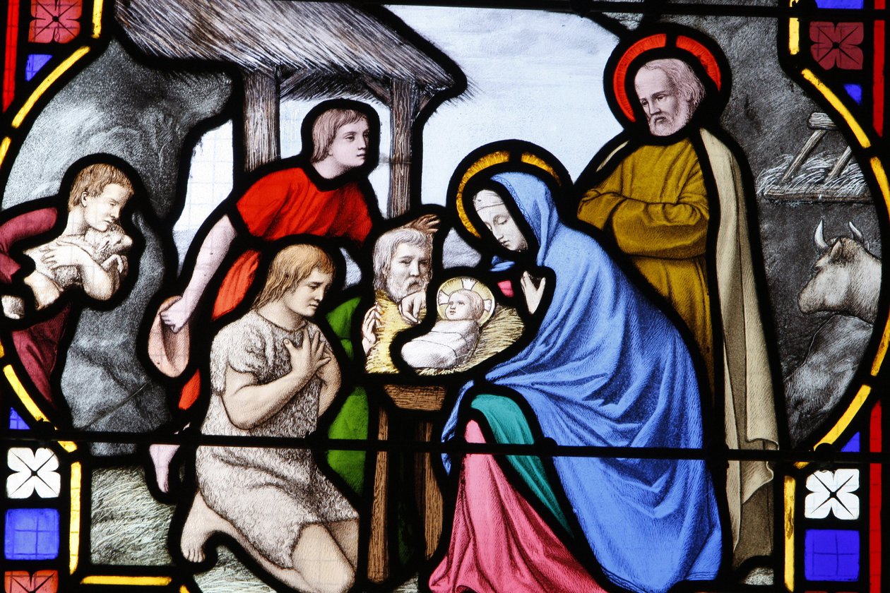Catedral de Saint-Corentin (Saint Corentin), Quimper Stained glass : adoração dos pastores, Quimper, França de Unbekannt