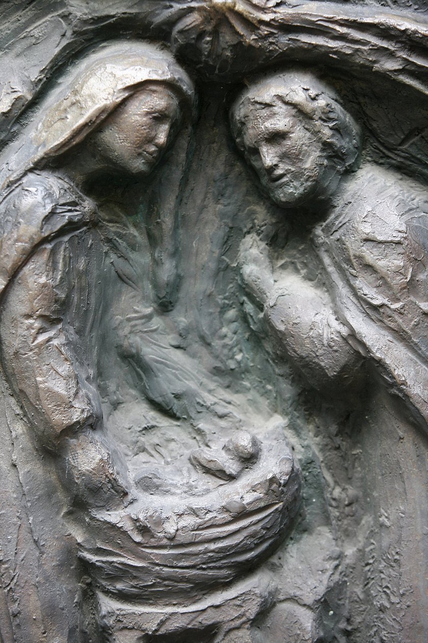 Igreja de Saint-Pierre de Montmartre : escultura de porta Notre Dame : Natividade, Paris, França de Unbekannt