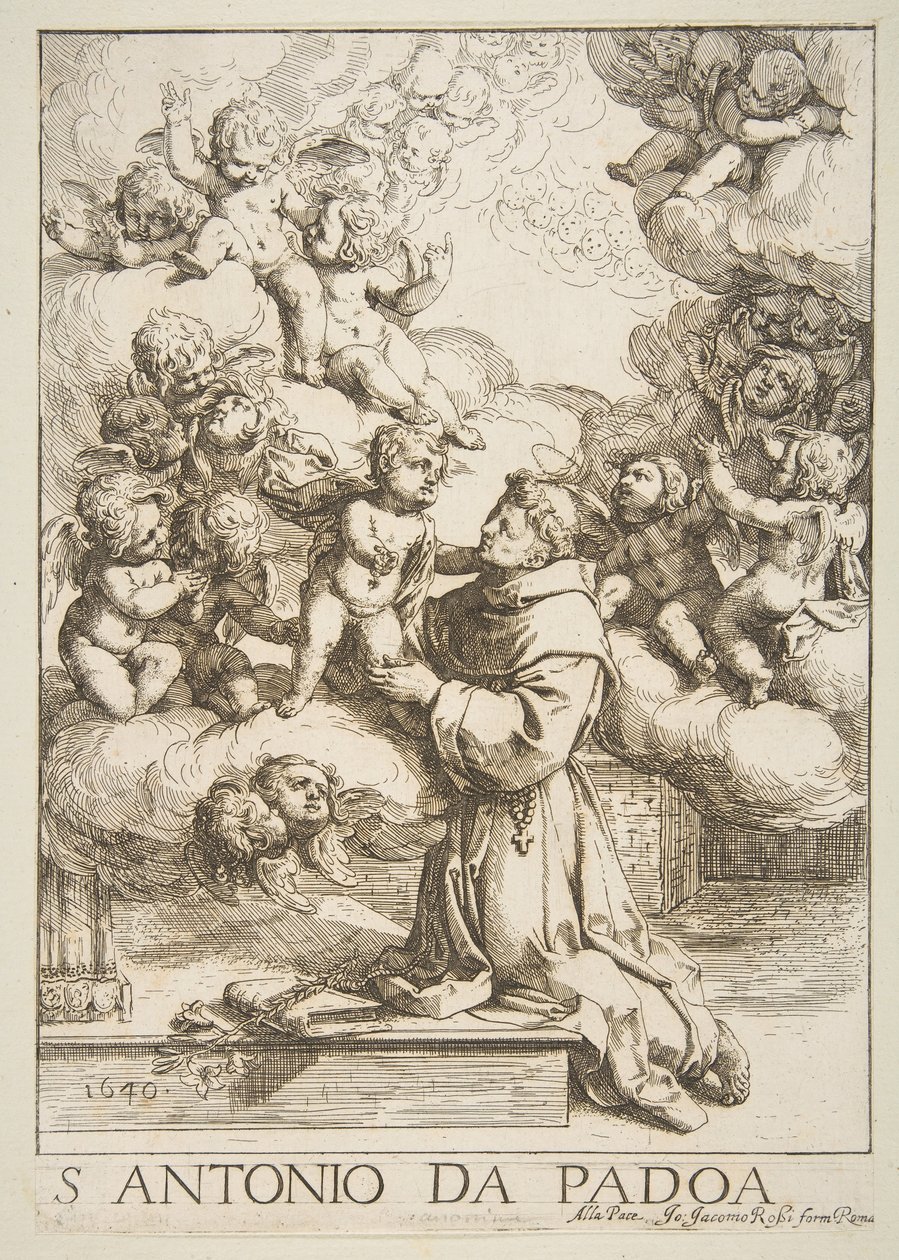Santo Antônio de Pádua adorando o Cristo Menino, copie após Cantarini, 1640. de Unbekannt