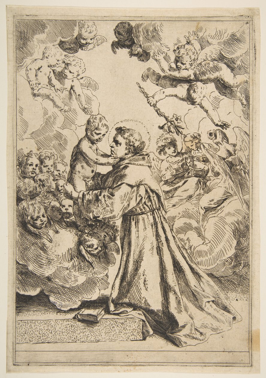 Santo Antônio de Pádua adorando o Menino Jesus na Glória, copie após Cantarini, ca. 1640 ou depois. de Unbekannt