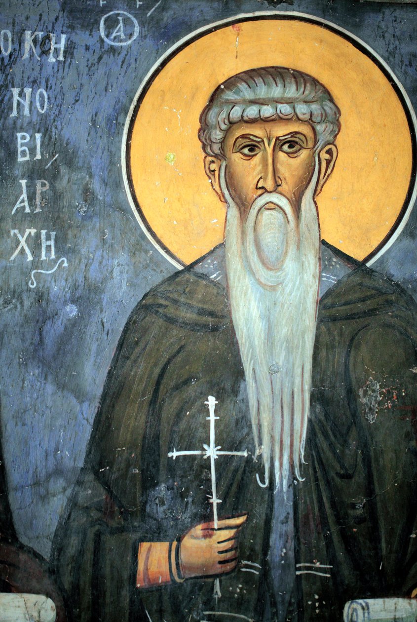 Saint Arsene: Afresco bizantino do século XIV (1332) Nathex, igreja da Virgem de Phorbiotissa, sítio de Asinou Unesco região de Troodos, Chipre de Unbekannt
