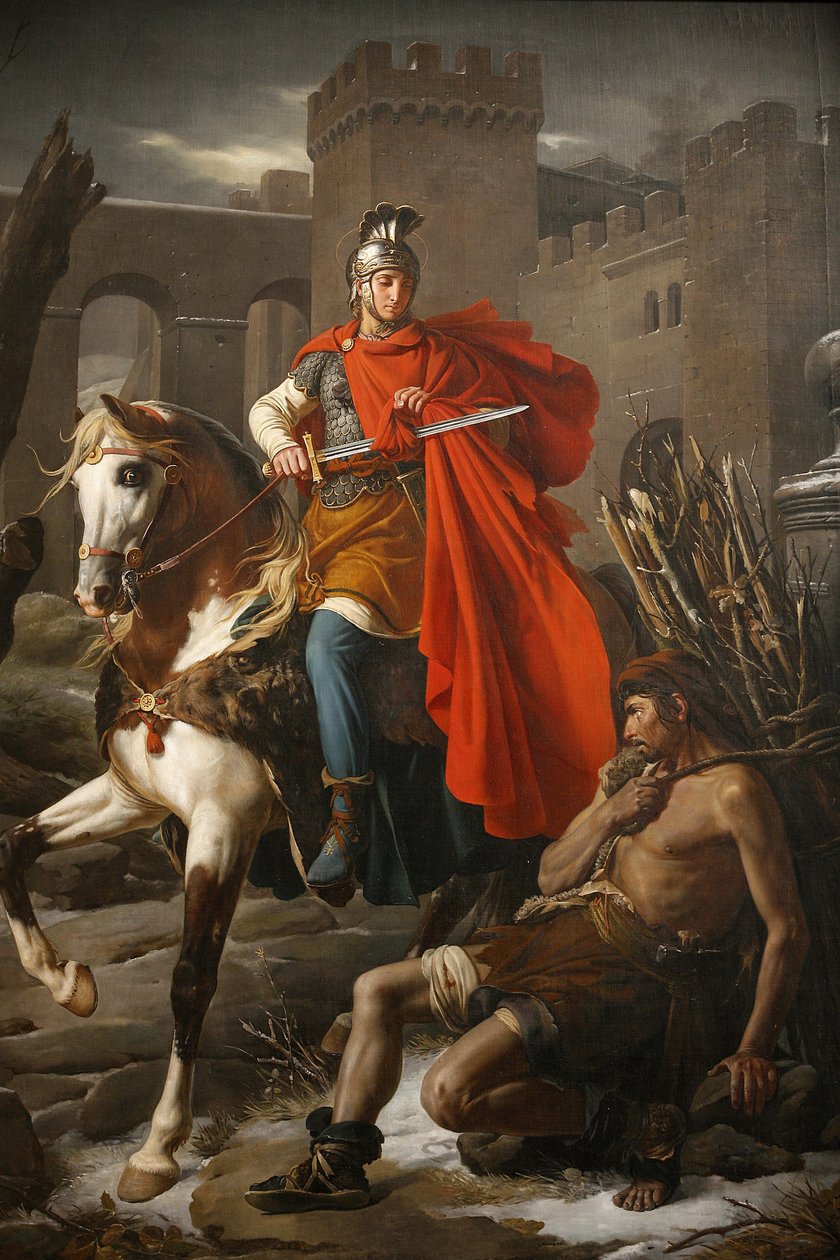 Saint Gatien (Saint-Gatien) pintura da catedral : Saint Martin partilhando o seu casaco, Tours, França de Unbekannt