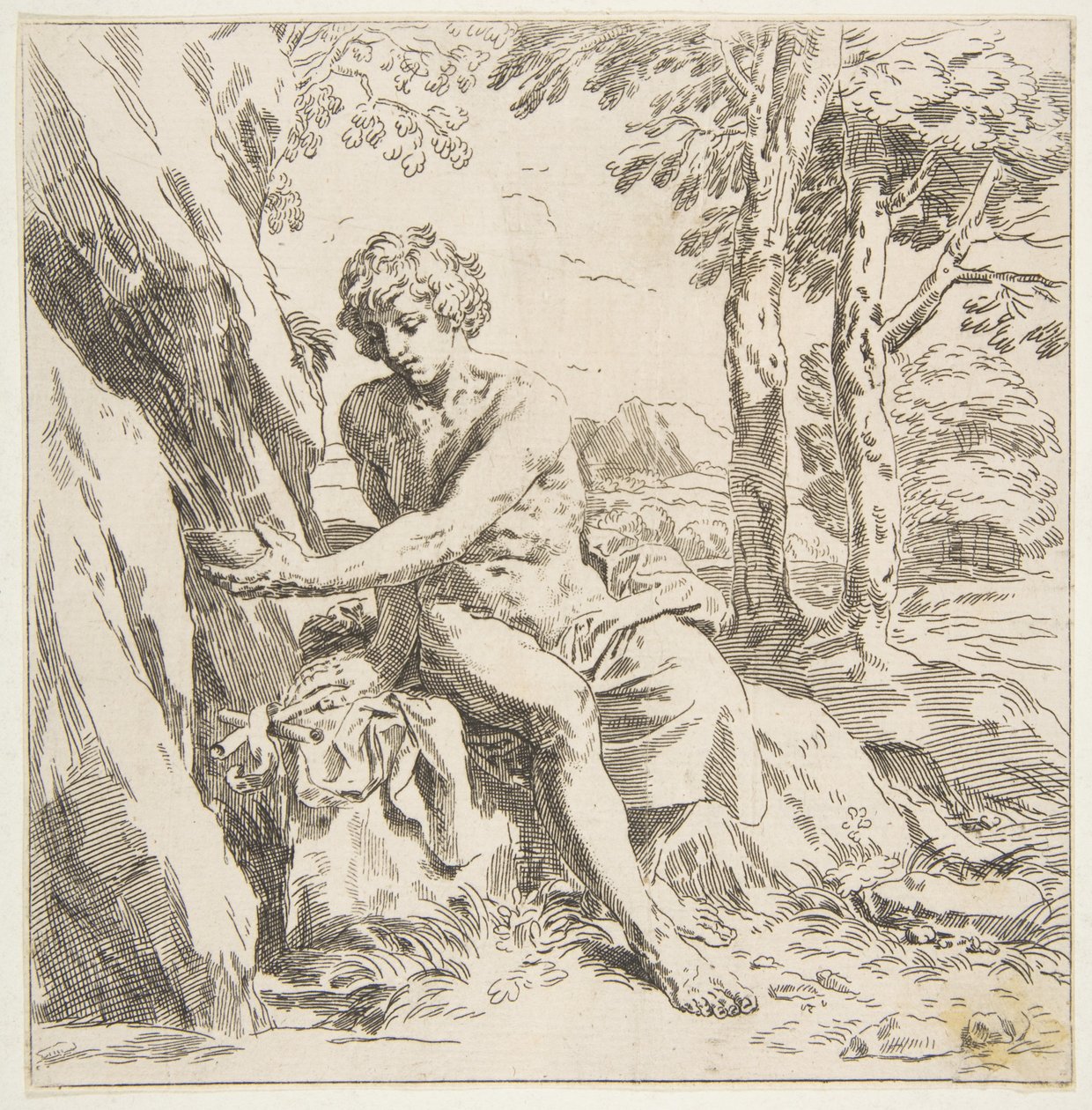 São João Batista no deserto, copie ao contrário depois de Cantarini, ca. 1637-1639 ou depois. de Unbekannt