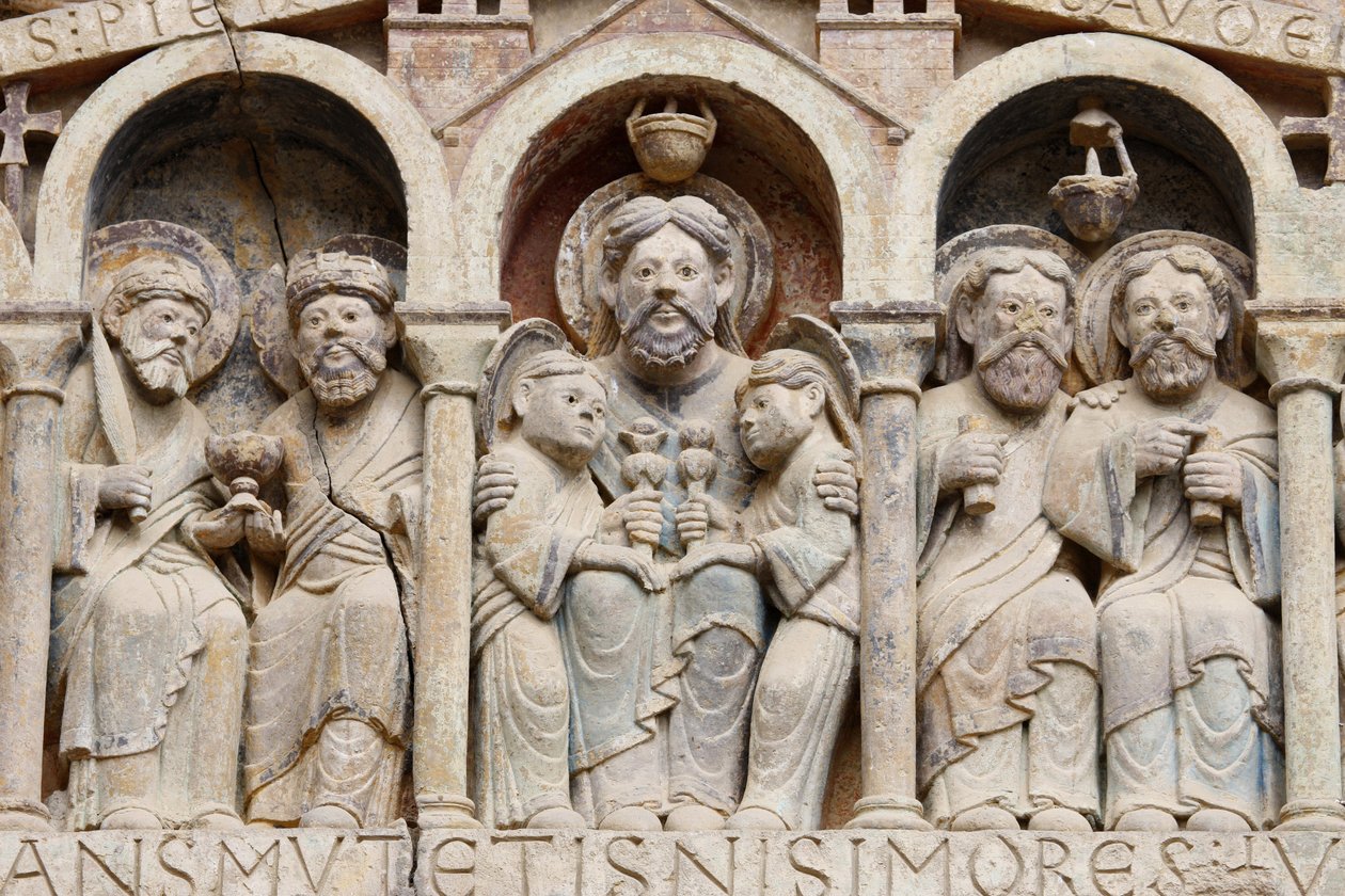 Tímpano da Igreja da Abadia de Sainte Foy : Abraham, Conques, França de Unbekannt