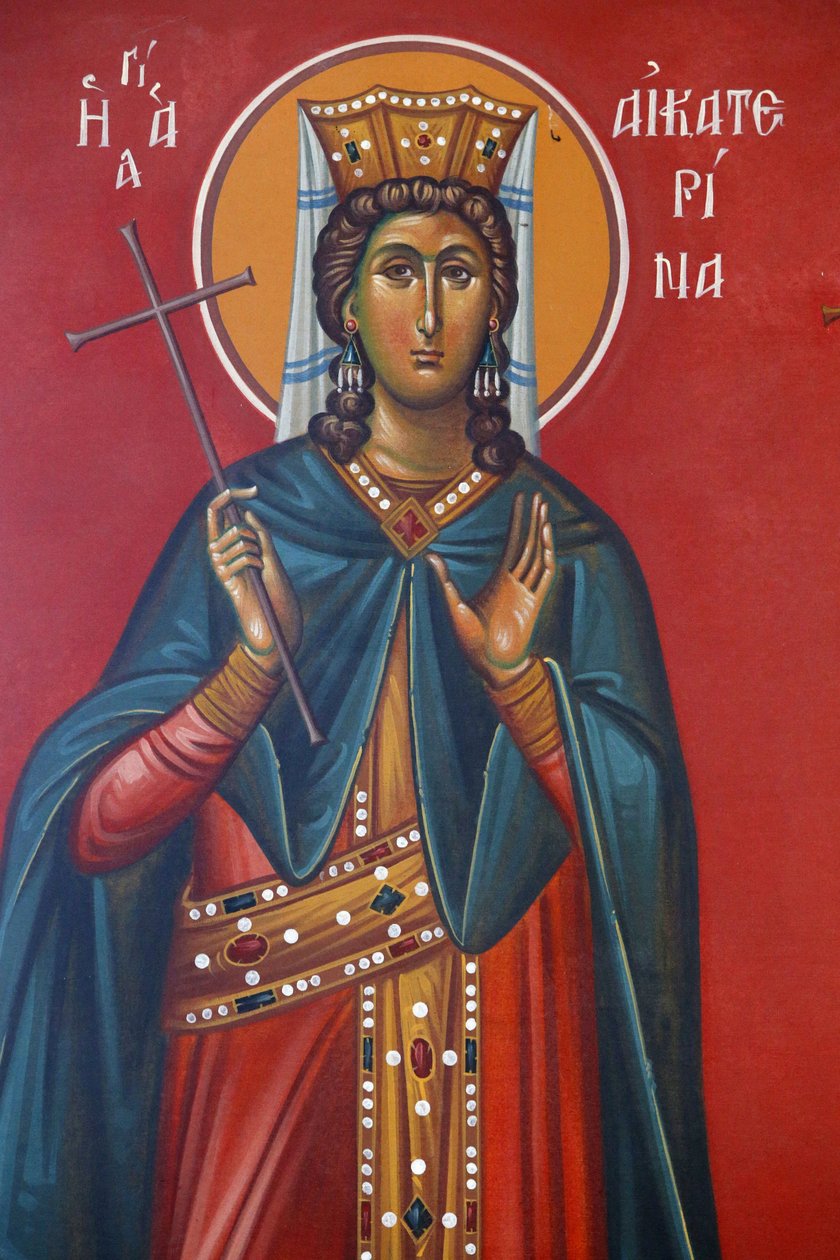 Afresco de Sainte Kathrine em Holy Cross Church, Pedoulas, 20150510, Pedoulas, Chipre de Unbekannt