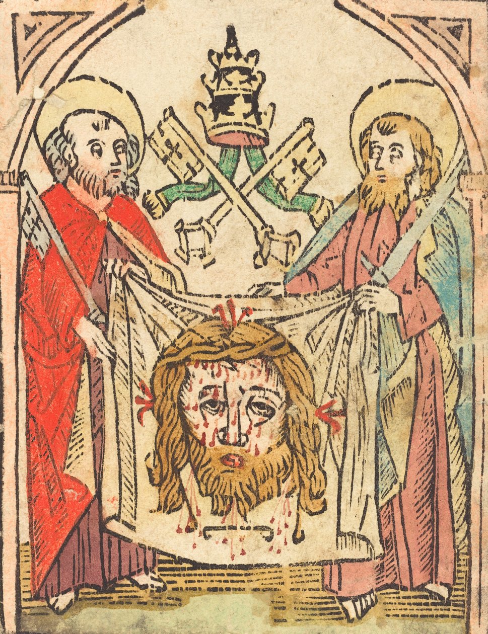Santos Pedro e Paulo com o Sudário, em ou depois de 1475. de Unbekannt