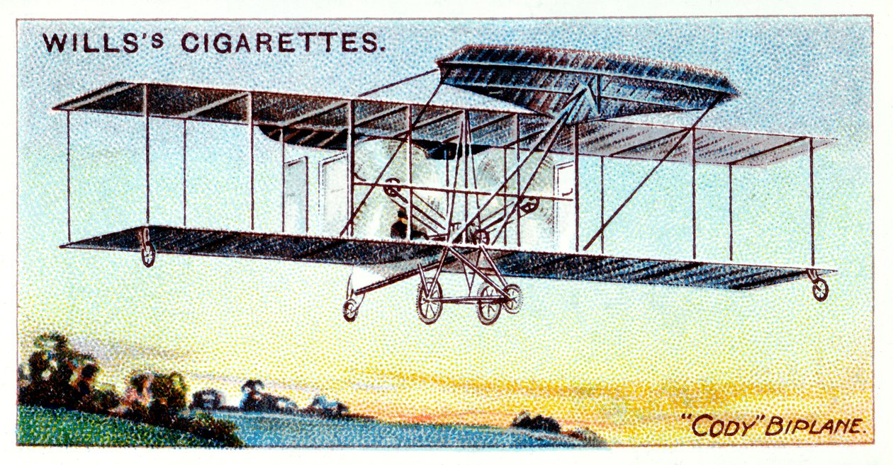 Samuel Franklin Cody, aviador britânico de origem americana, voando com o Cody Biplane c1909 de Unbekannt