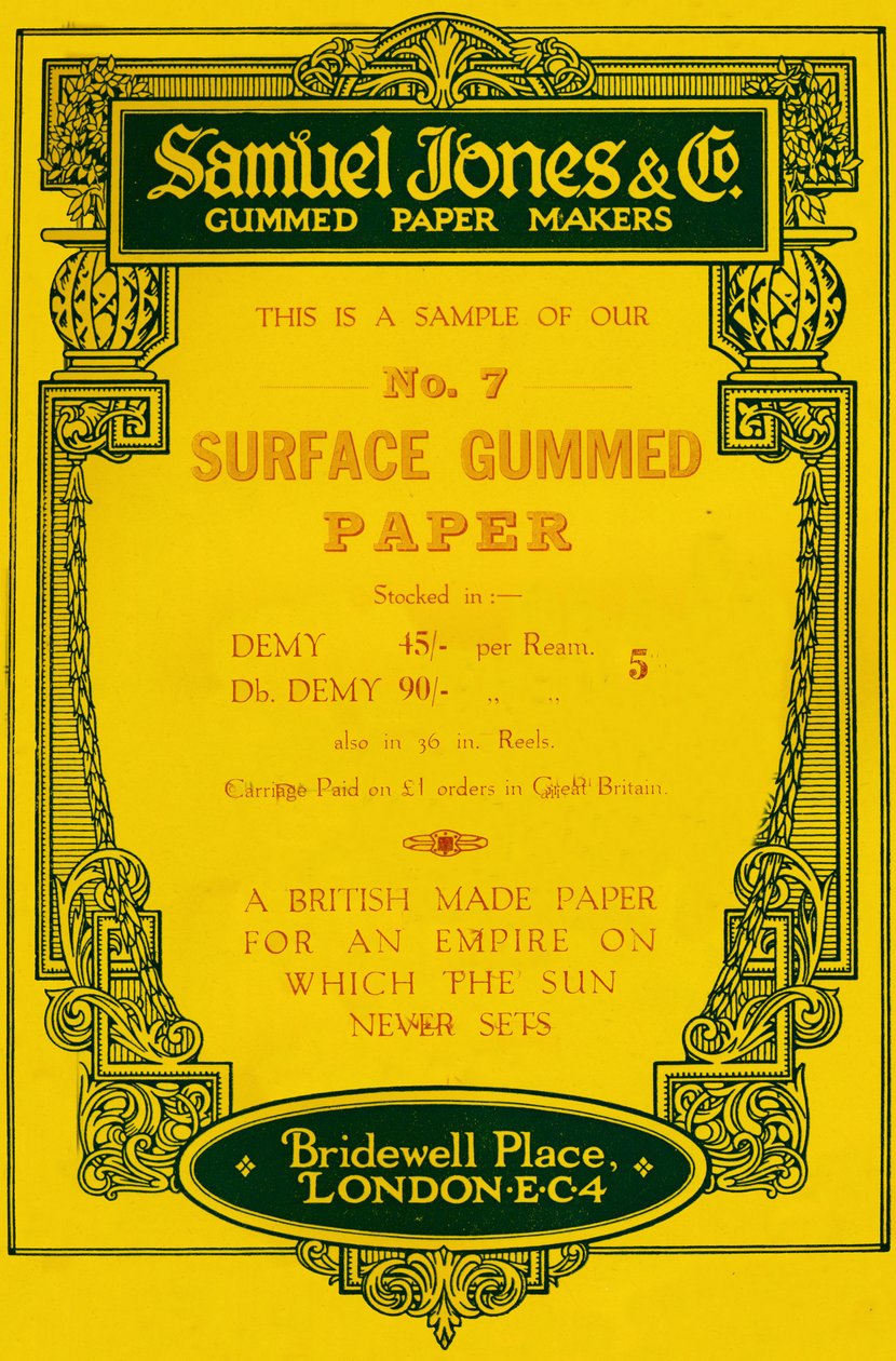 Anúncio de Samuel Jones & Company Gummed Paper Makers, 1919 de Unbekannt