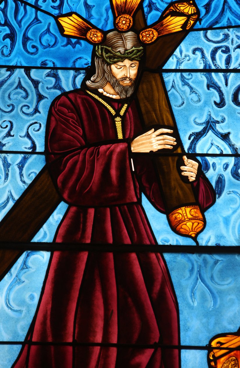 A igreja de San Jerónimo. Vidro manchado. Jesus carregando a sua cruz Madrid Espanha. de Unbekannt