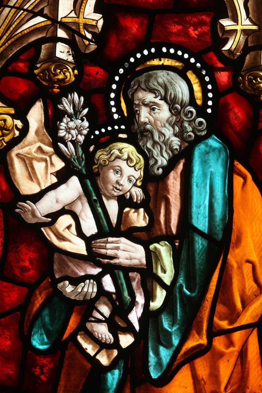 A igreja de San Jerónimo. Vidro manchado. José e Jesus, Madrid Espanha. de Unbekannt