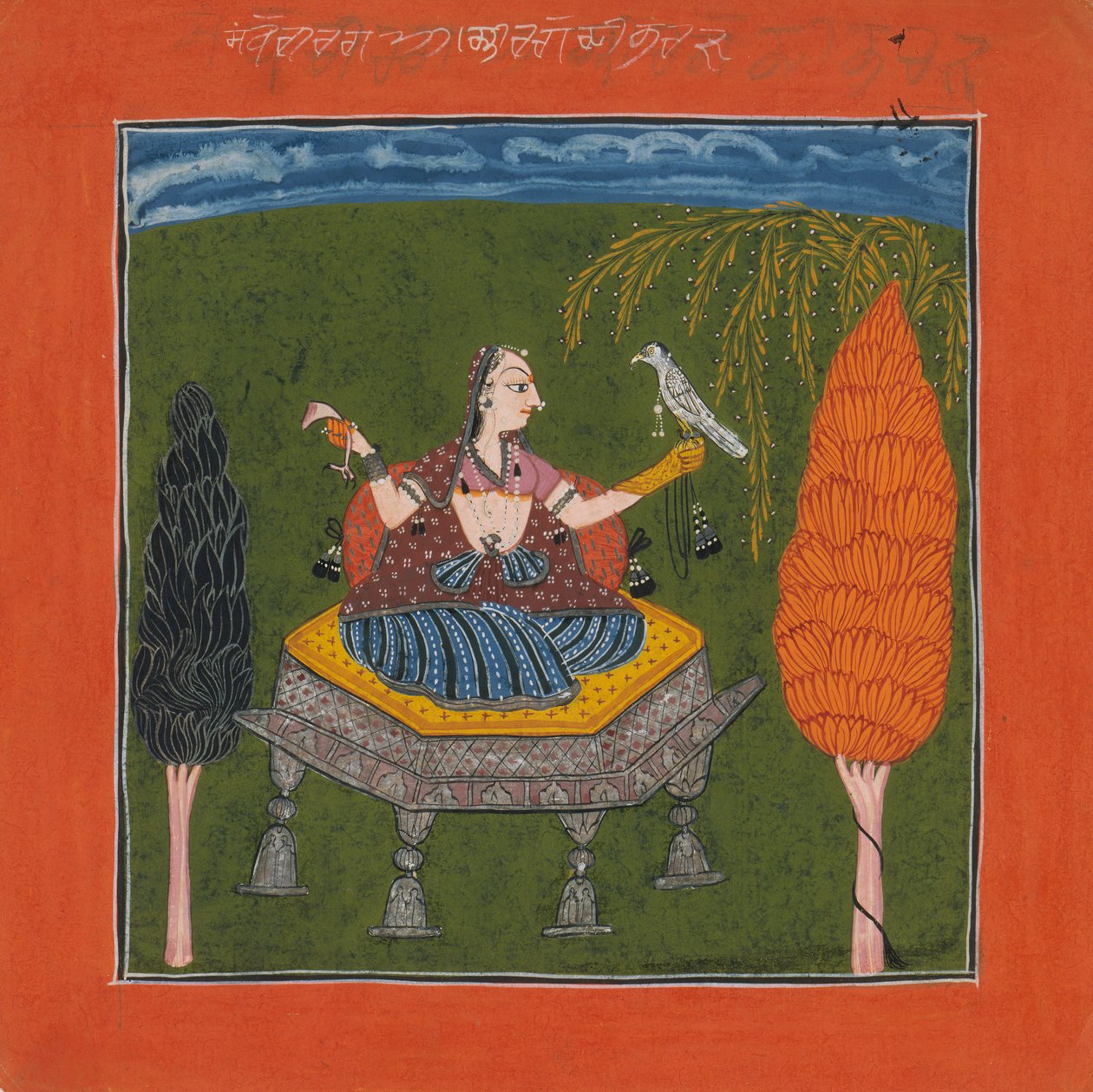 Sanveri Ragini, Página de uma Guirlanda de Modos Musicais da Série Ragamala, ca. 1700-1710. de Unbekannt