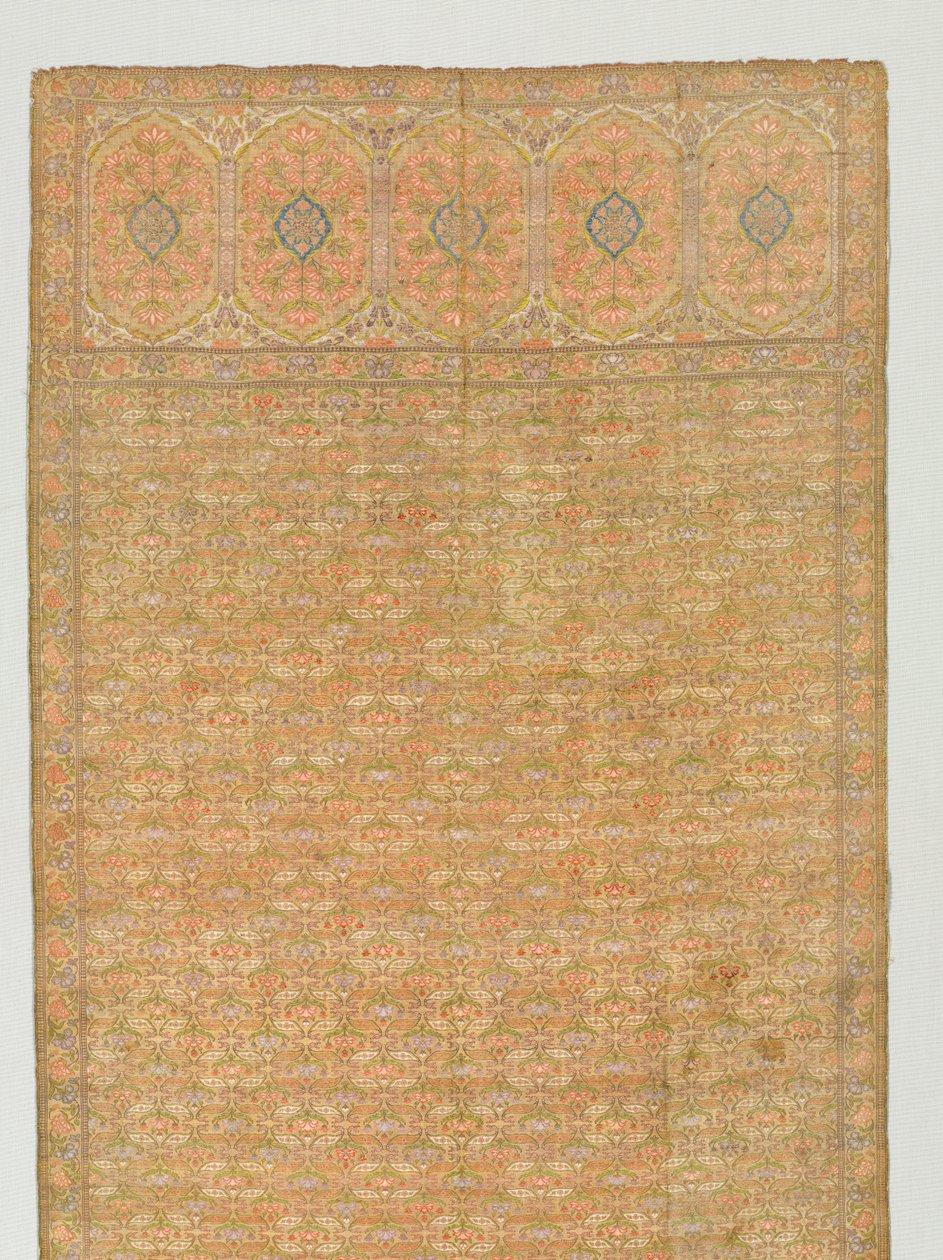 Faixa com campo floral e painéis finais sobre fundo dourado, década de 1700. de Unbekannt