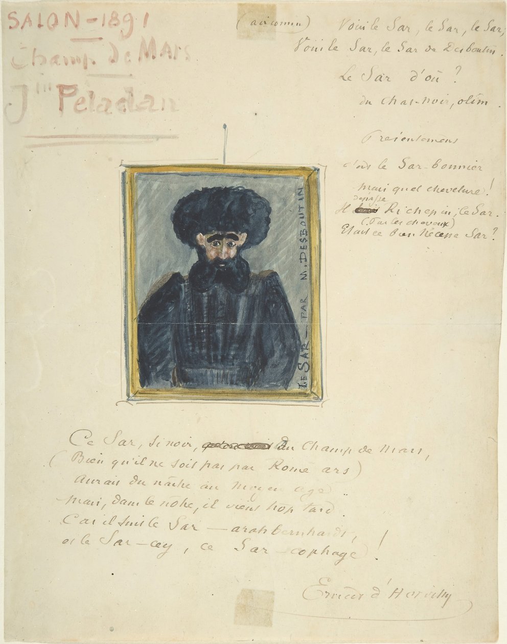 Desenho satírico do Sâr Joséphin Peladan, 1891. de Unbekannt