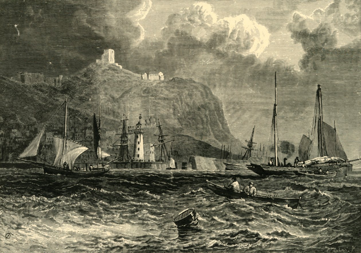 Castelo de Scarborough, do mar, 1898. de Unbekannt