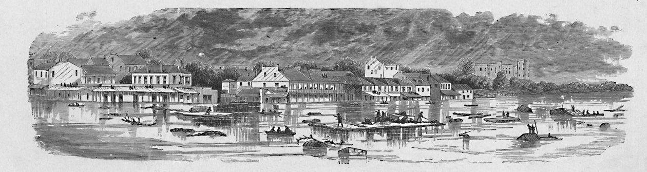 Cena em Baton Rouge durante as inundações de 1874, 1883 de Unbekannt