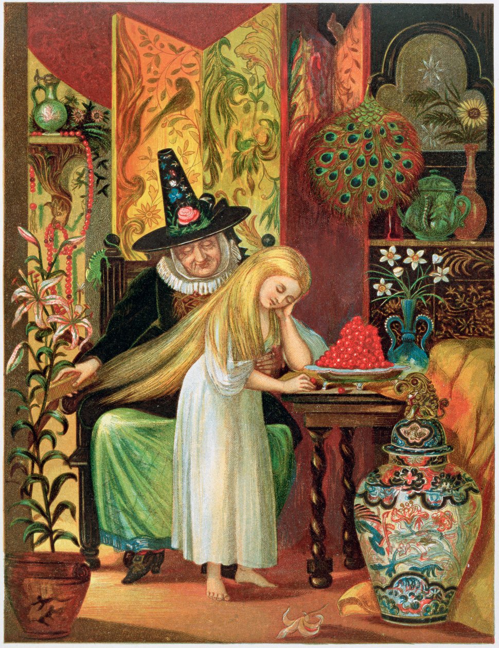 Cena do conto de fadas de Hans Christian Andersen, A Rainha da Neve, 1872 de Unbekannt