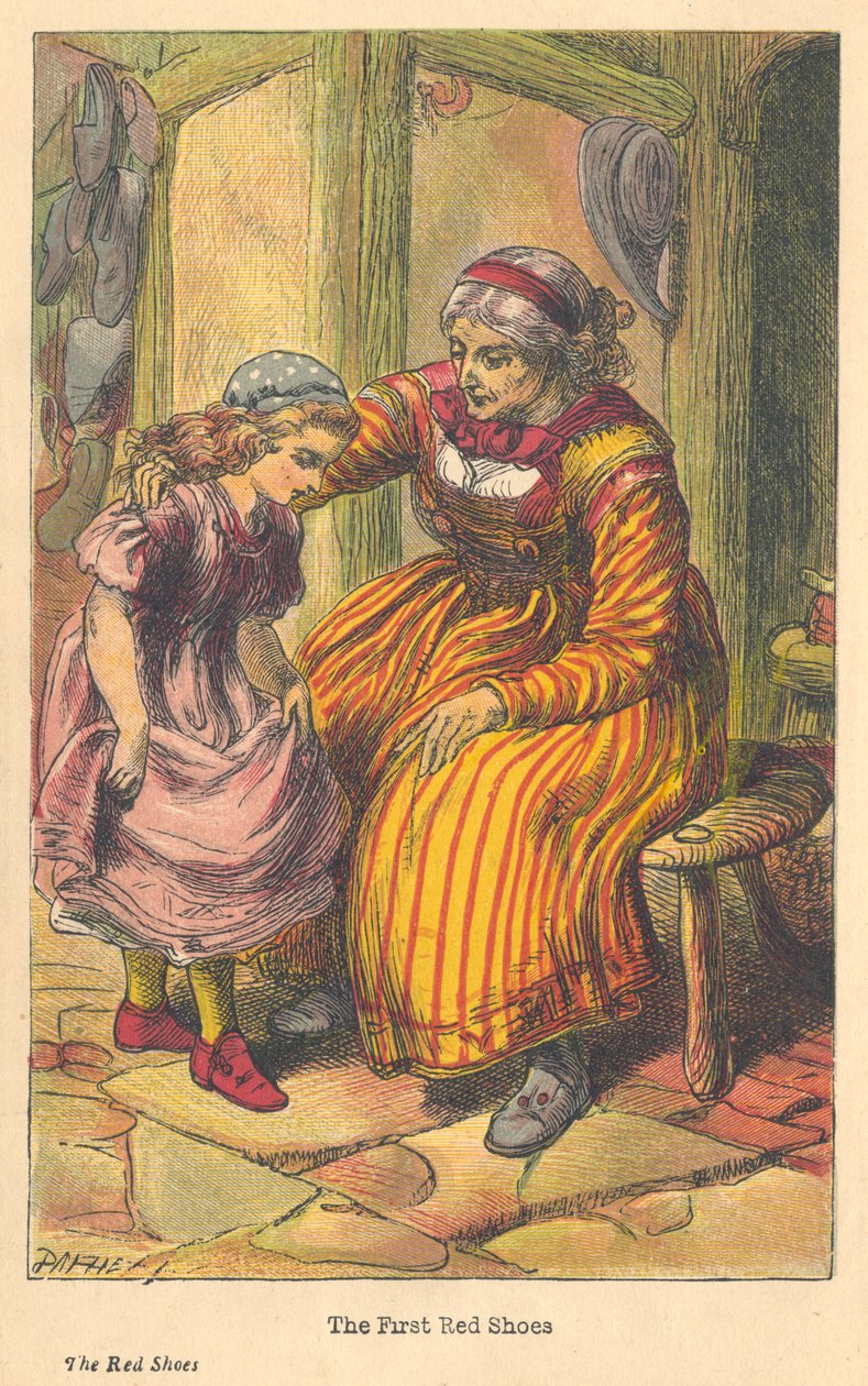 Cena de Os Sapatos Vermelhos de Hans Christian Andersen, c1879 de Unbekannt