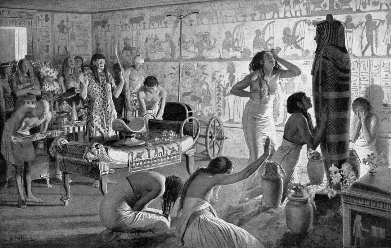 Cena de luto no templo funerário de Tutankhamon, Egito, 1325 aC 1933-1934 de Unbekannt