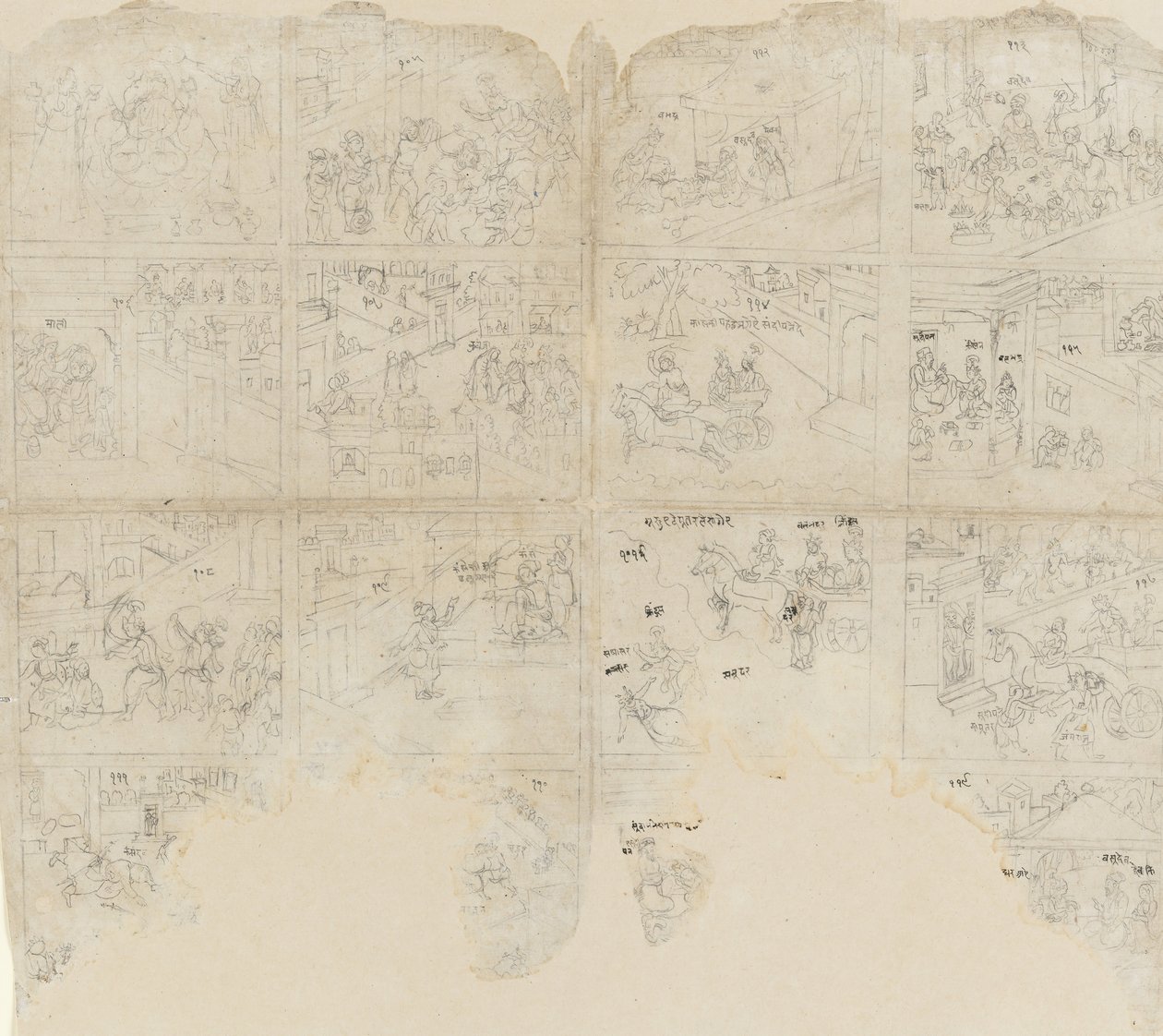 Cenas do Bhagavata Purana, início do século XIX. de Unbekannt