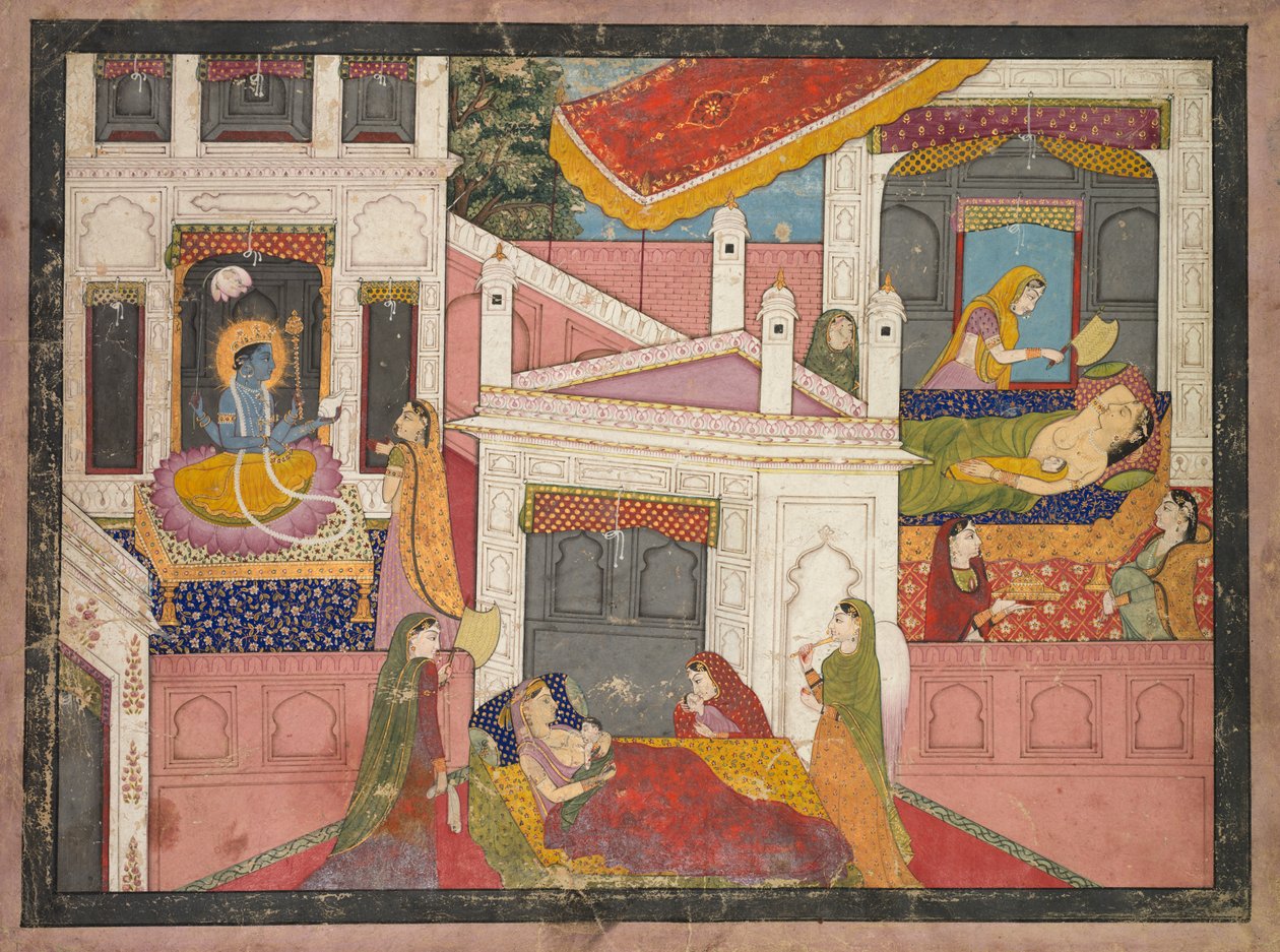 Cenas do nascimento de Krishna, c. 1840 de Unbekannt