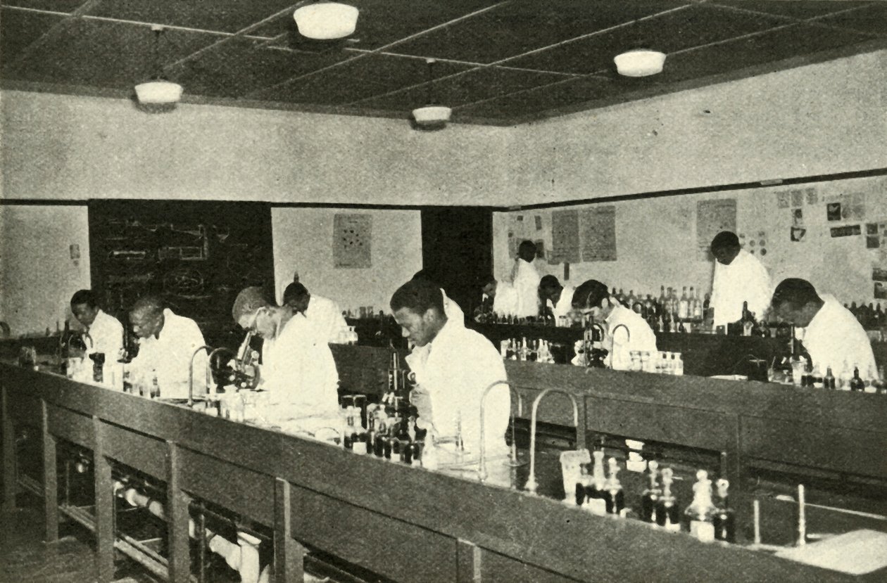 Cenas em um Colégio Nativo - Alunos de Bacteriologia no Fort Hare Native College de Alice em C de Unbekannt