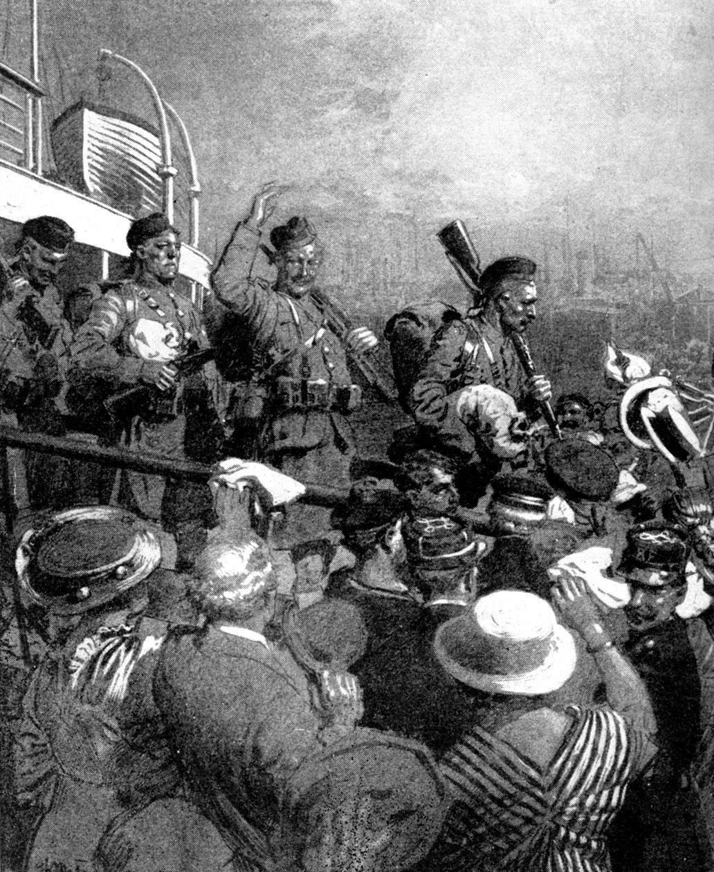 Escoceses escoceses da Força Expedicionária Britânica em Boulogne, França, Primeira Guerra Mundial, 1914 de Unbekannt