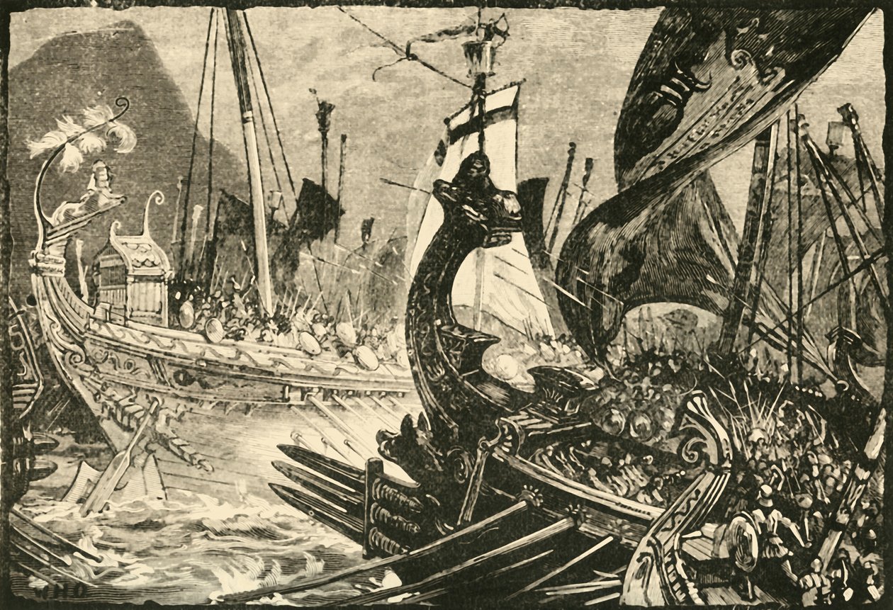 Luta marítima entre Ptolomeu e Demétrio Poliorcetes Off Salamis, 1890. de Unbekannt