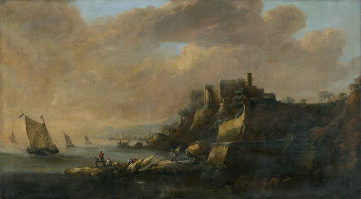 Vista do mar com um castelo de Unbekannt
