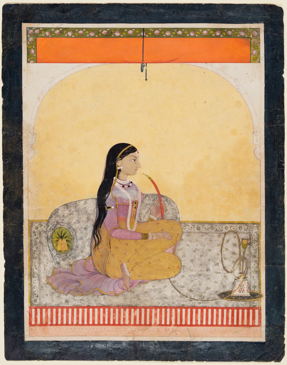 Senhora sentada fumando um cachimbo de água, c. 1780 de Unbekannt