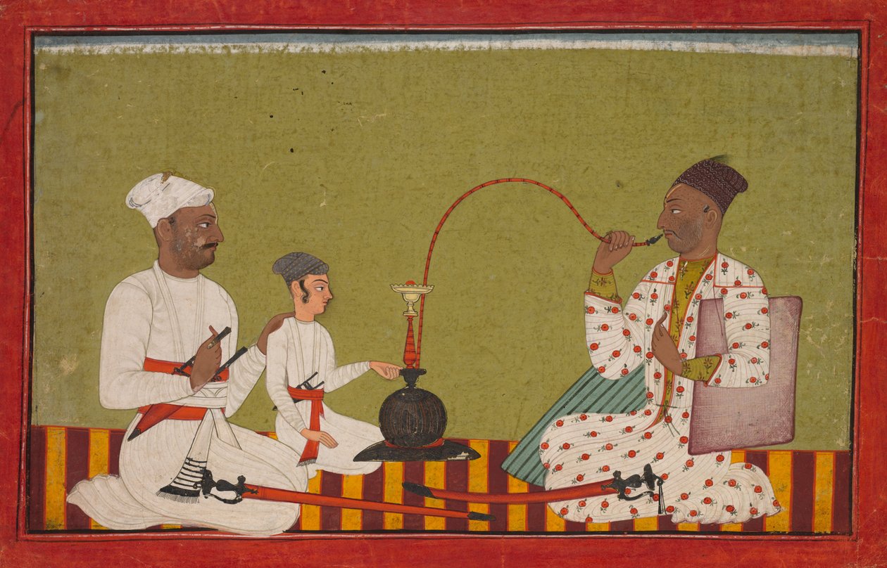 Príncipe sentado, fumando um cachimbo de água, c, 1710-1715. de Unbekannt
