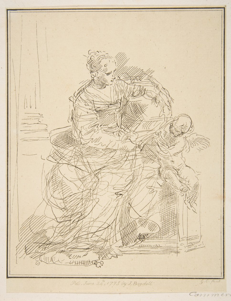 Mulher sentada com um putto, 1775. de Unbekannt