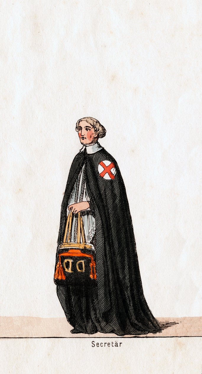 Secretário, figurino da peça de Shakespeares, Henrique VIII, século XIX de Unbekannt