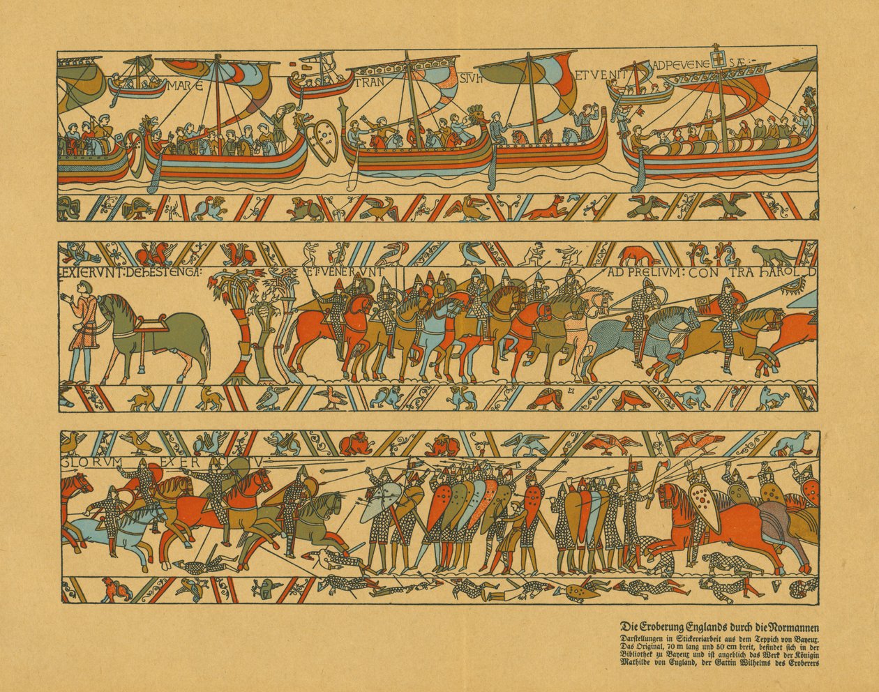 Seções da tapeçaria de Bayeux. de Unbekannt