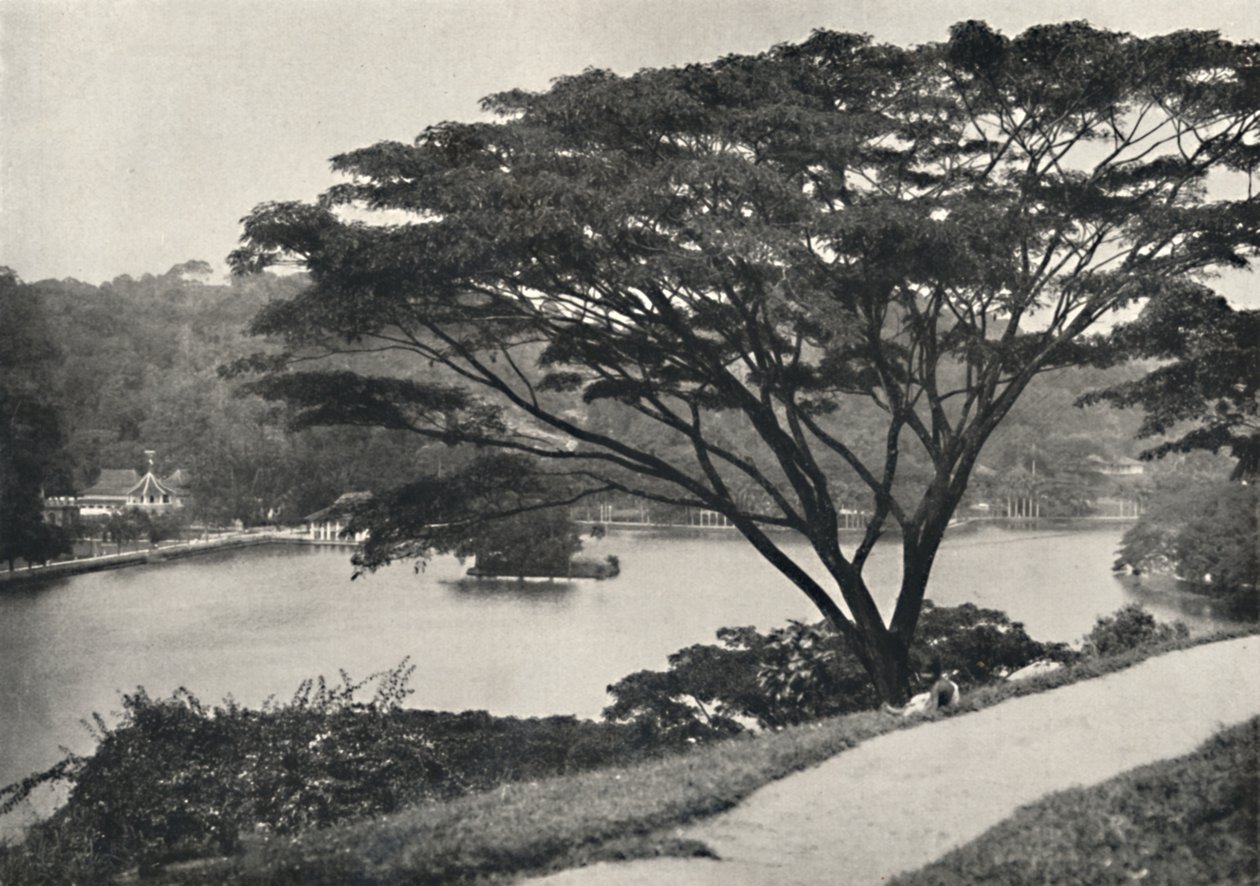 Lago, templo do dente sagrado e biblioteca em Kandy, vista a leste da Victoria Drive, 192 de Unbekannt