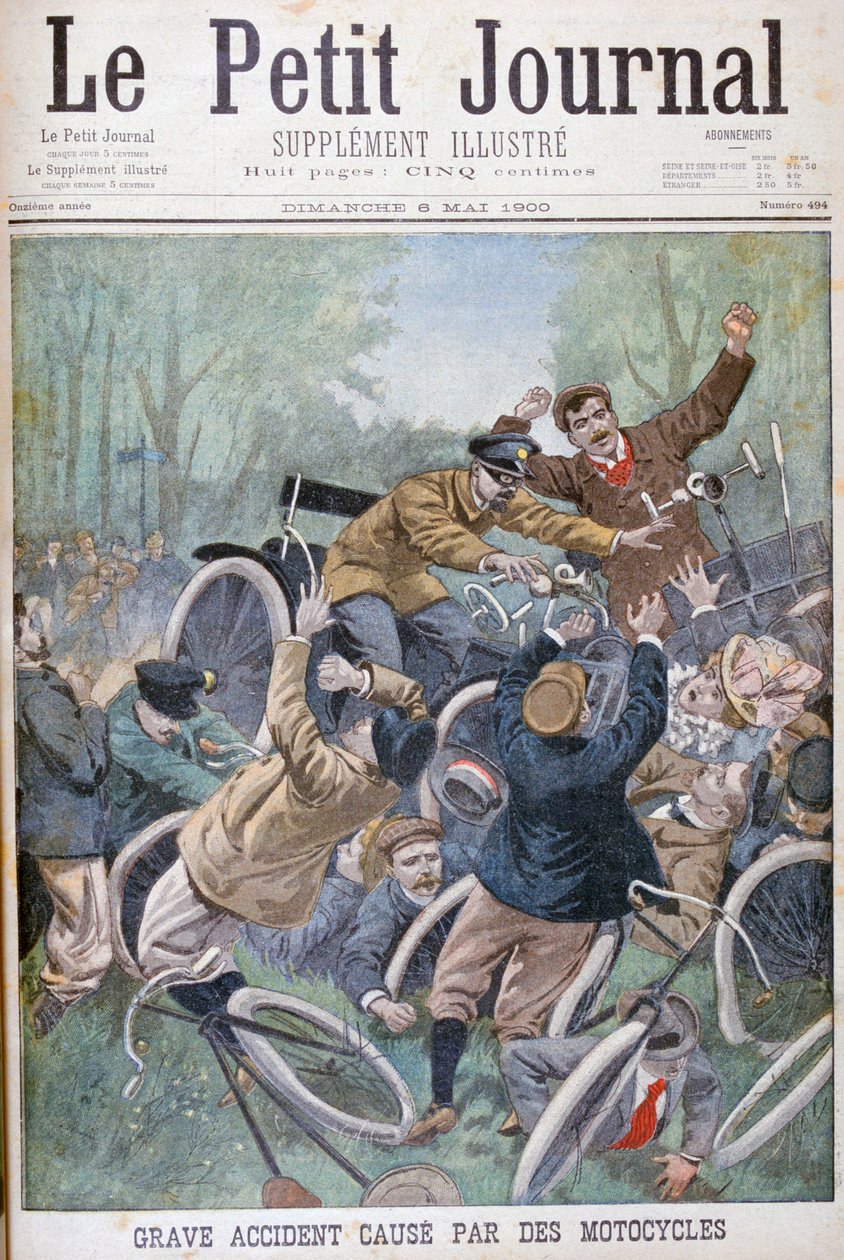 Acidente grave causado por bicicleta, Paris, 1900 de Unbekannt