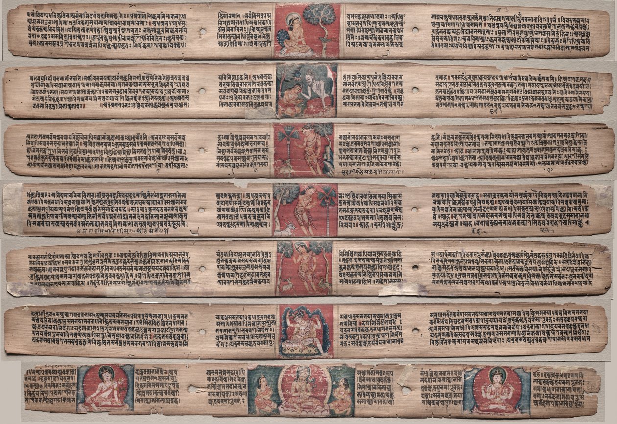 Sete folhas de um manuscrito do Gandavyuha-sutra ..., 1000s-1100s. de Unbekannt