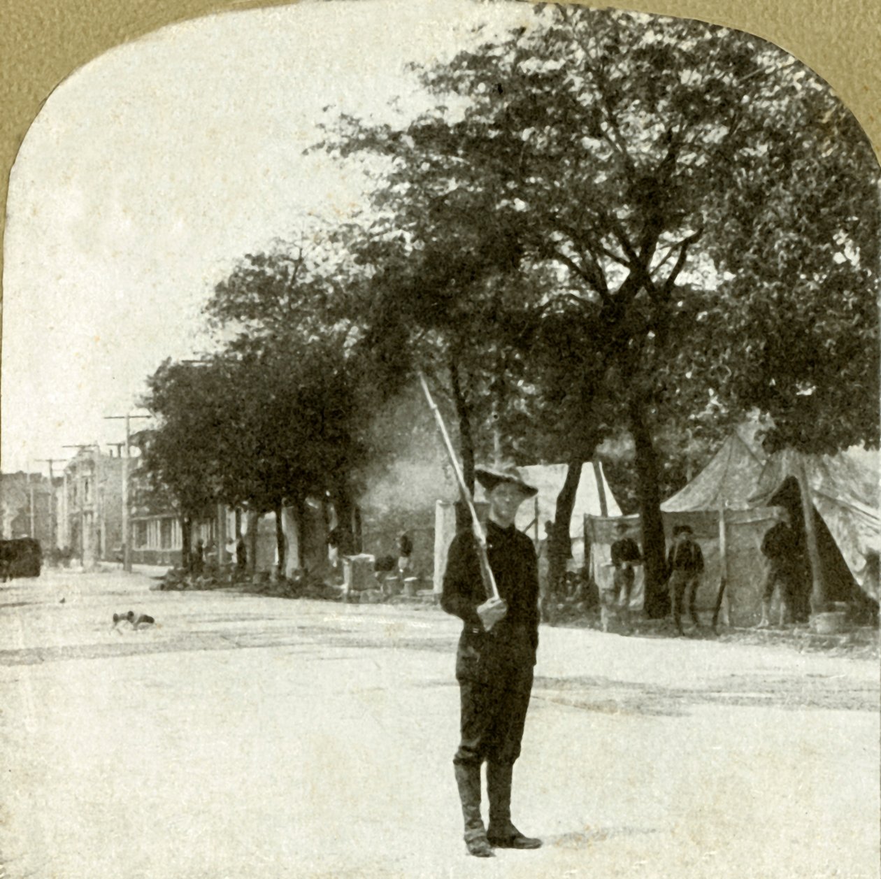 Guardas Nacionais do Sétimo Regimento ... acampados em Lincoln Square, Oakland, Cal., 1906. de Unbekannt