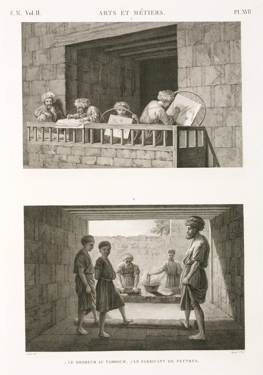 Bordar e fazer feltro, Egipto, c 1798 de Unbekannt