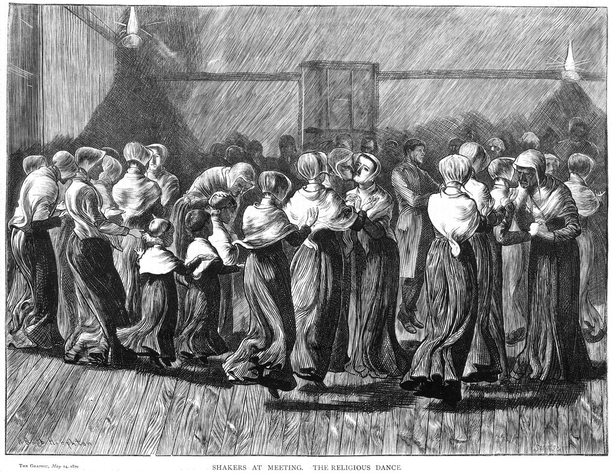 Shakers dançando em uma reunião, Lebanon Springs, Nova York, EUA, 1870 de Unbekannt