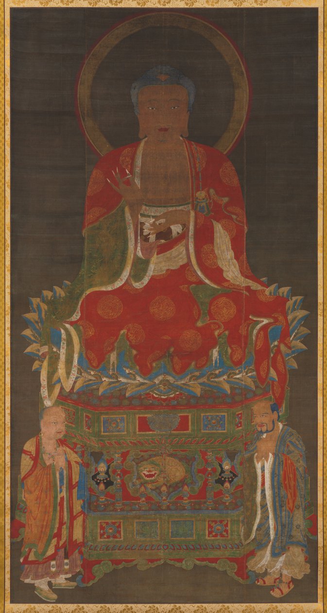 Tríade Shakyamuni: Buda Participado por Manjushri e Samantabhadra, 1300s. de Unbekannt
