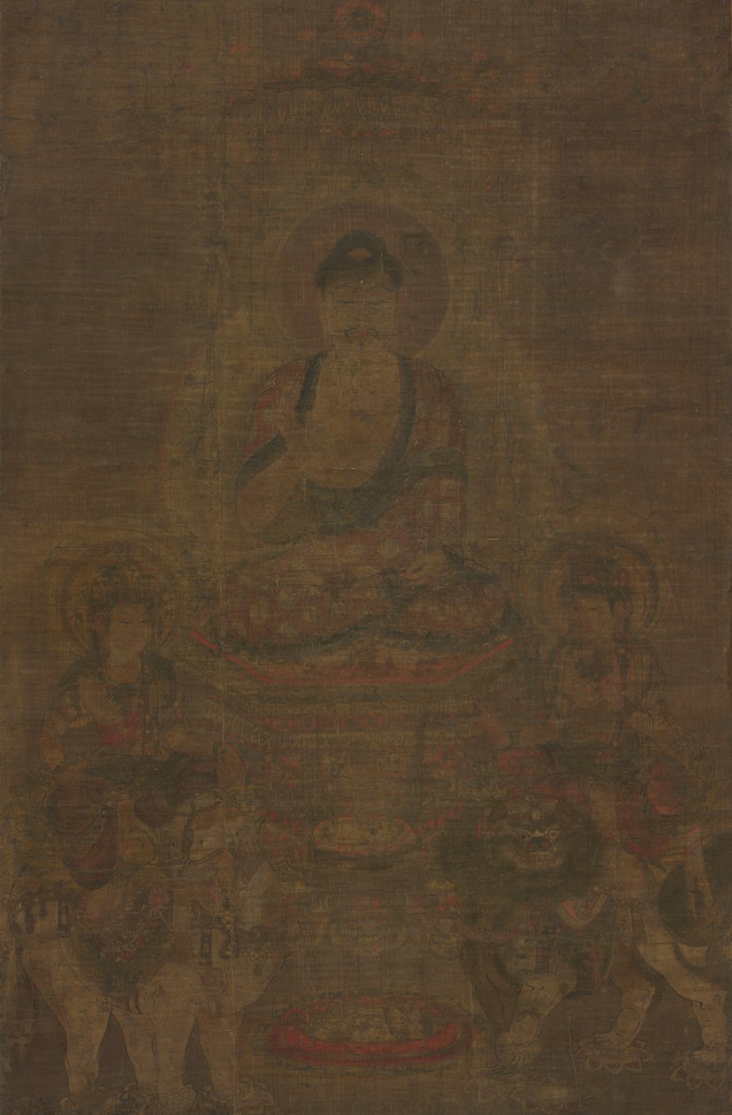 Tríade Shakyamuni: Buda Participado por Manjushri e Samantabhadra, c. 900 de Unbekannt