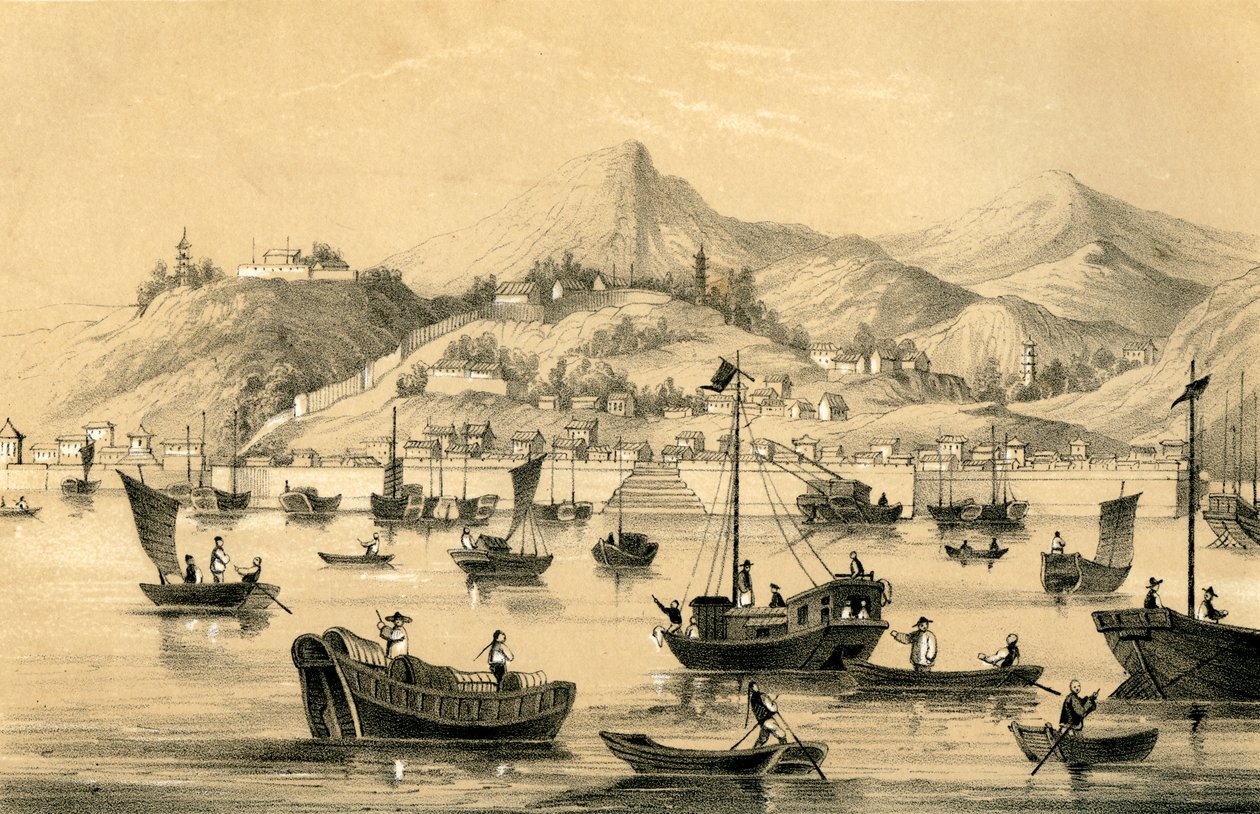 Xangai, um dos cinco portos abertos pelo final do tratado ao comércio britânico, 1847 de Unbekannt