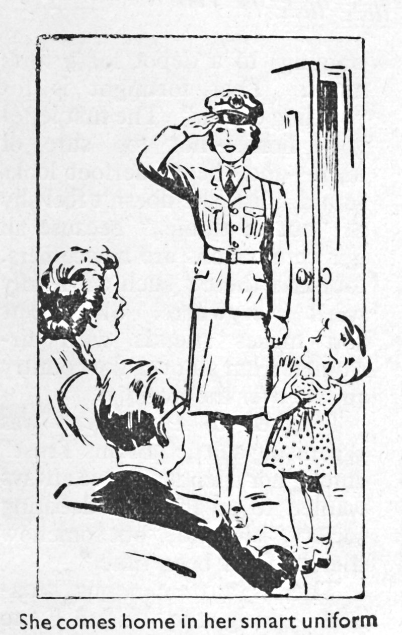 Ela chega em casa com seu uniforme inteligente, 1940 de Unbekannt