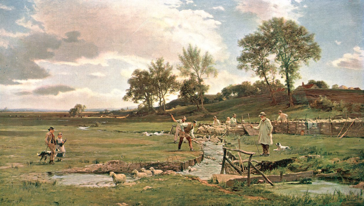 Lavagem de ovelhas em Sussex, c1889, c1902. de Unbekannt