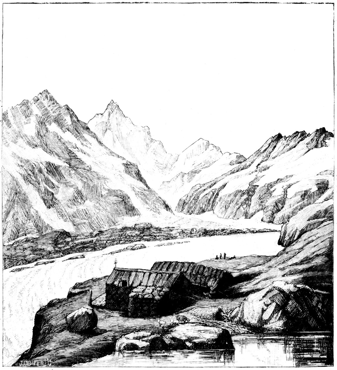 Abrigo construído pelo glaciologista Louis Agassiz, geleira Aar, Suíça, 1842 1885 de Unbekannt