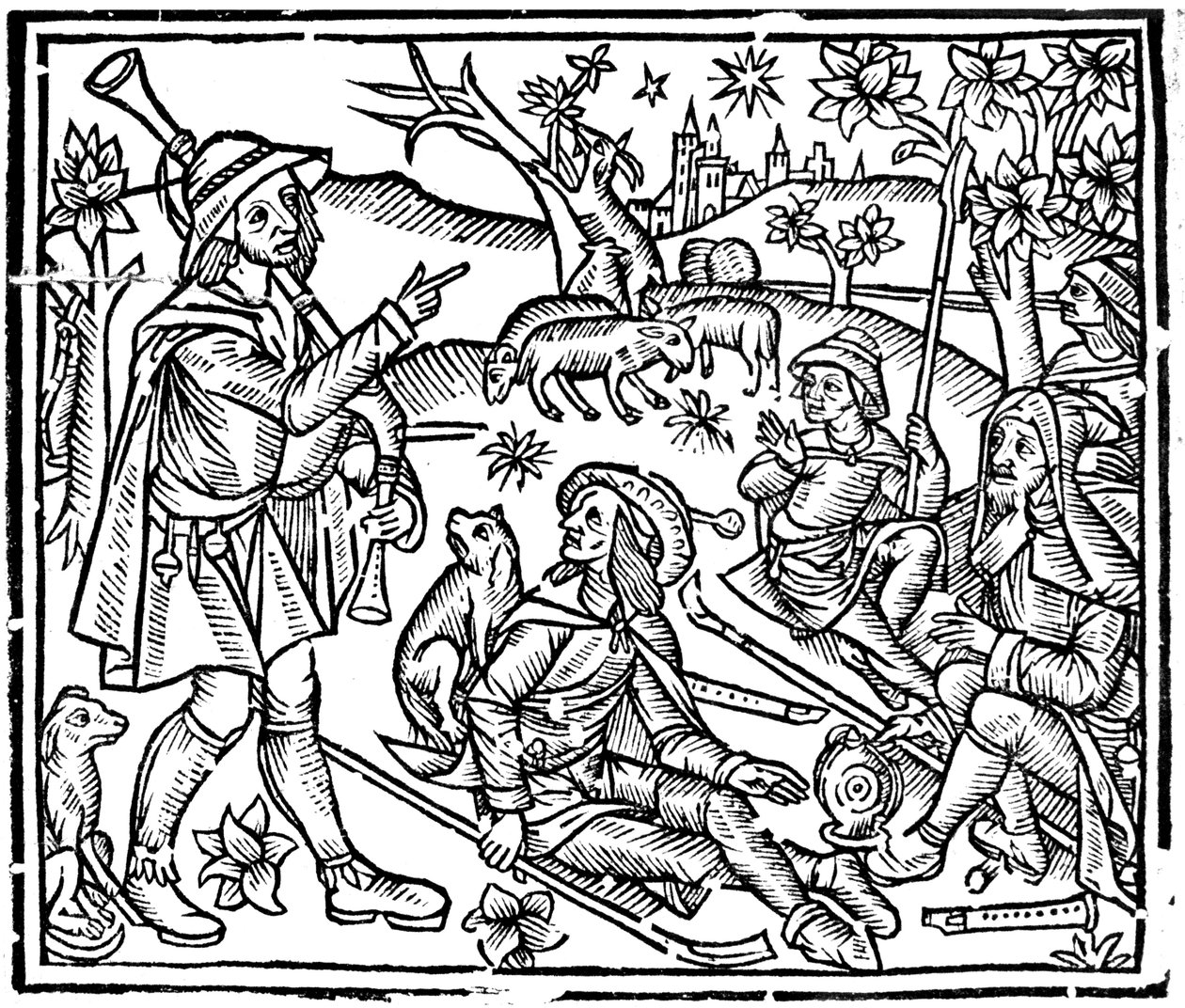 Pastores com seus rebanhos e cães, início do século XVI de Unbekannt