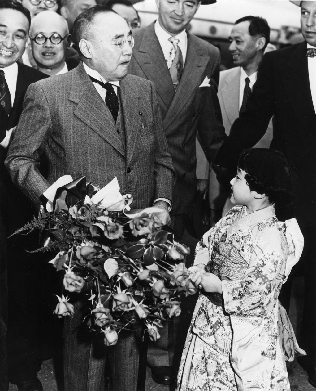 Shigeru Yoshida chega ao Tratado de Paz de São Francisco, EUA, abril de 1952 de Unbekannt